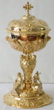 Antique French solid silver gilt Baroque Ciborium